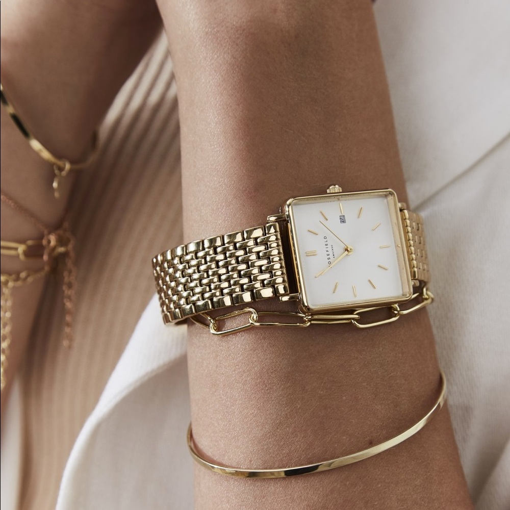 Gold Rosefield The Boxy Bracelet Watch